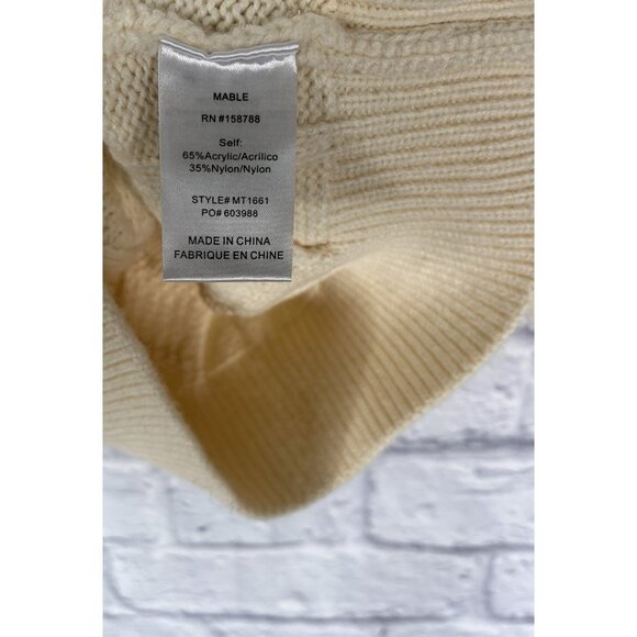 MABLE Women's Cream Pearl Cable Front Button Short Sleeve Sweater Cardigan NWT S - Picture 4 of 5